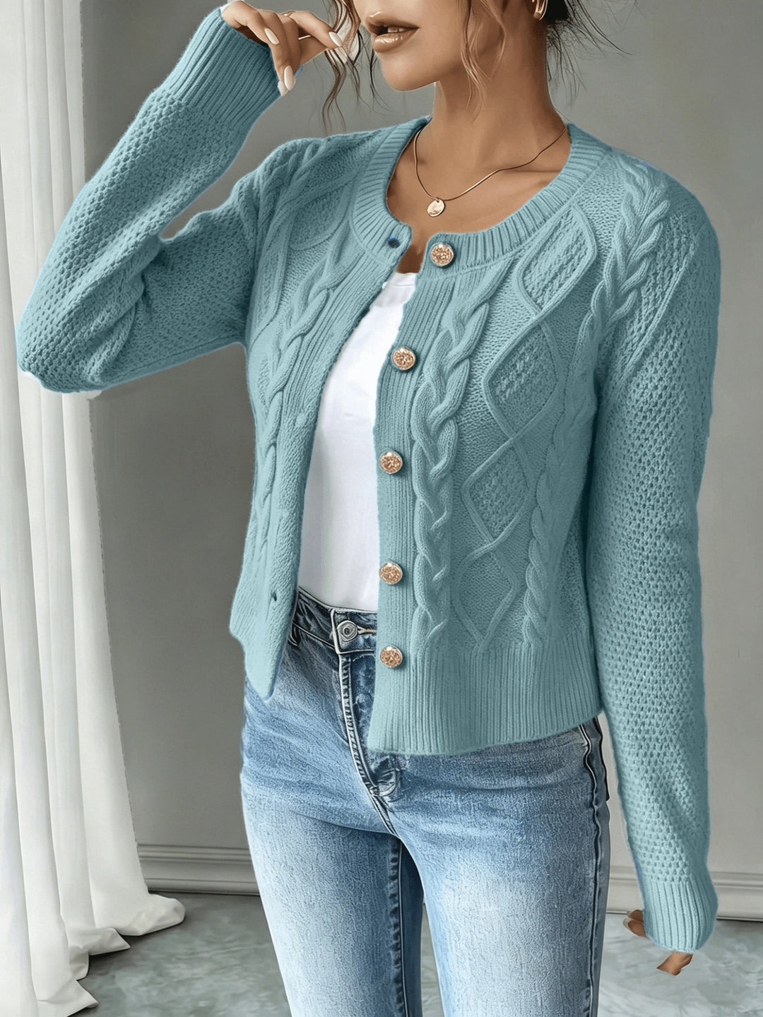 Begoña | Cardigan de punto trenzado con botones
