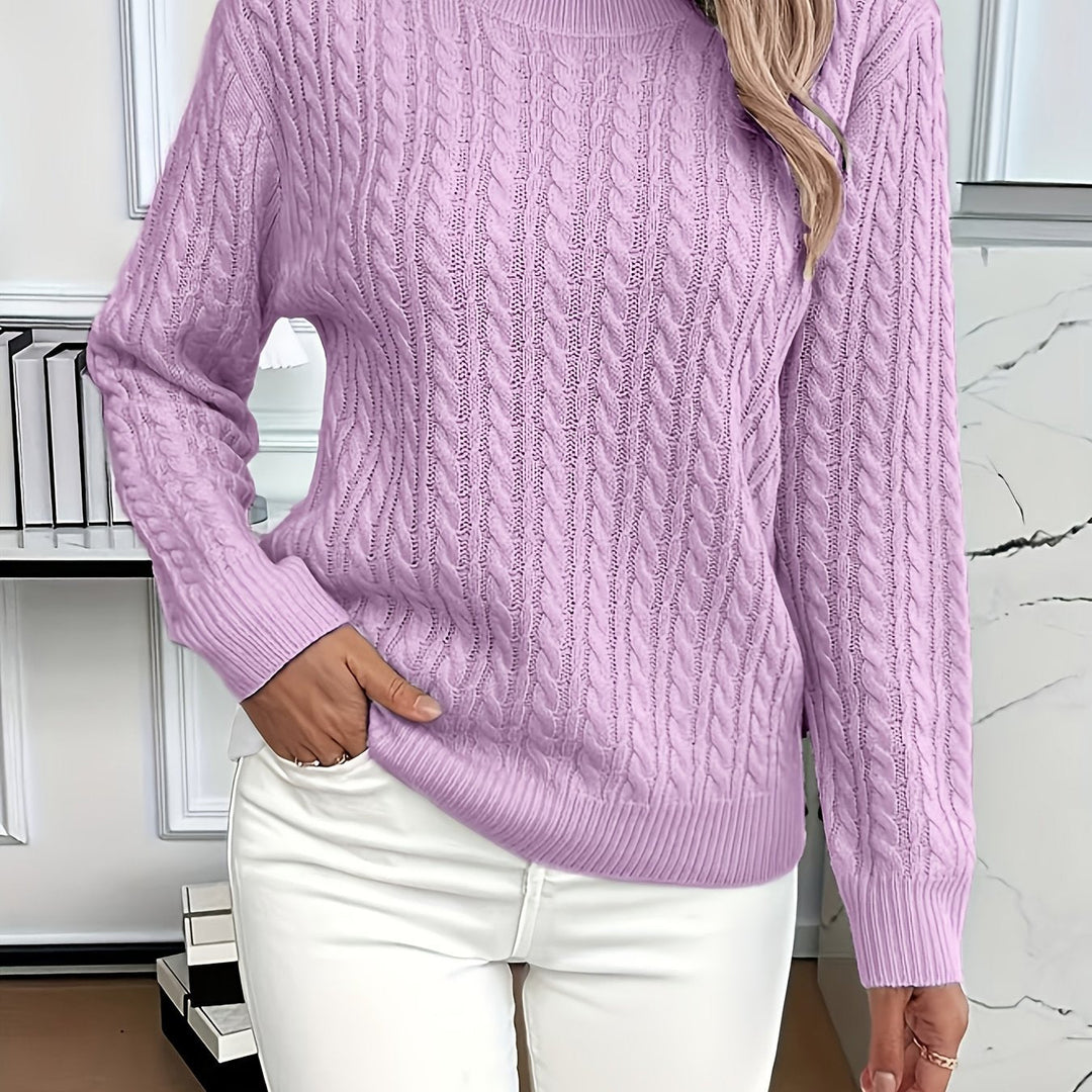 Saskia | Sweater de punto trenzado cuello redondo