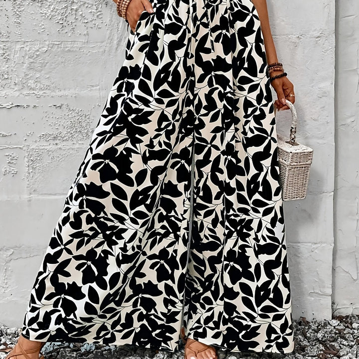 Rossana | Pantalones anchos con print de hojas