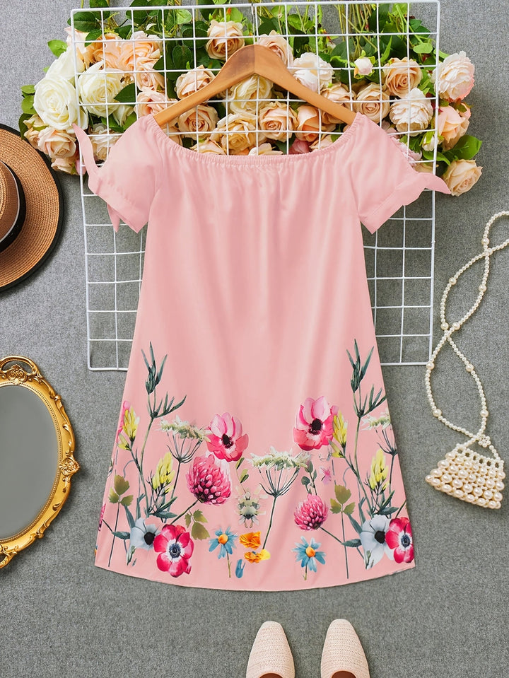Iris | Vestido off shoulder con estampado floral