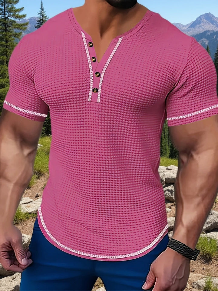 Edinson | Polera henley texturada de manga corta