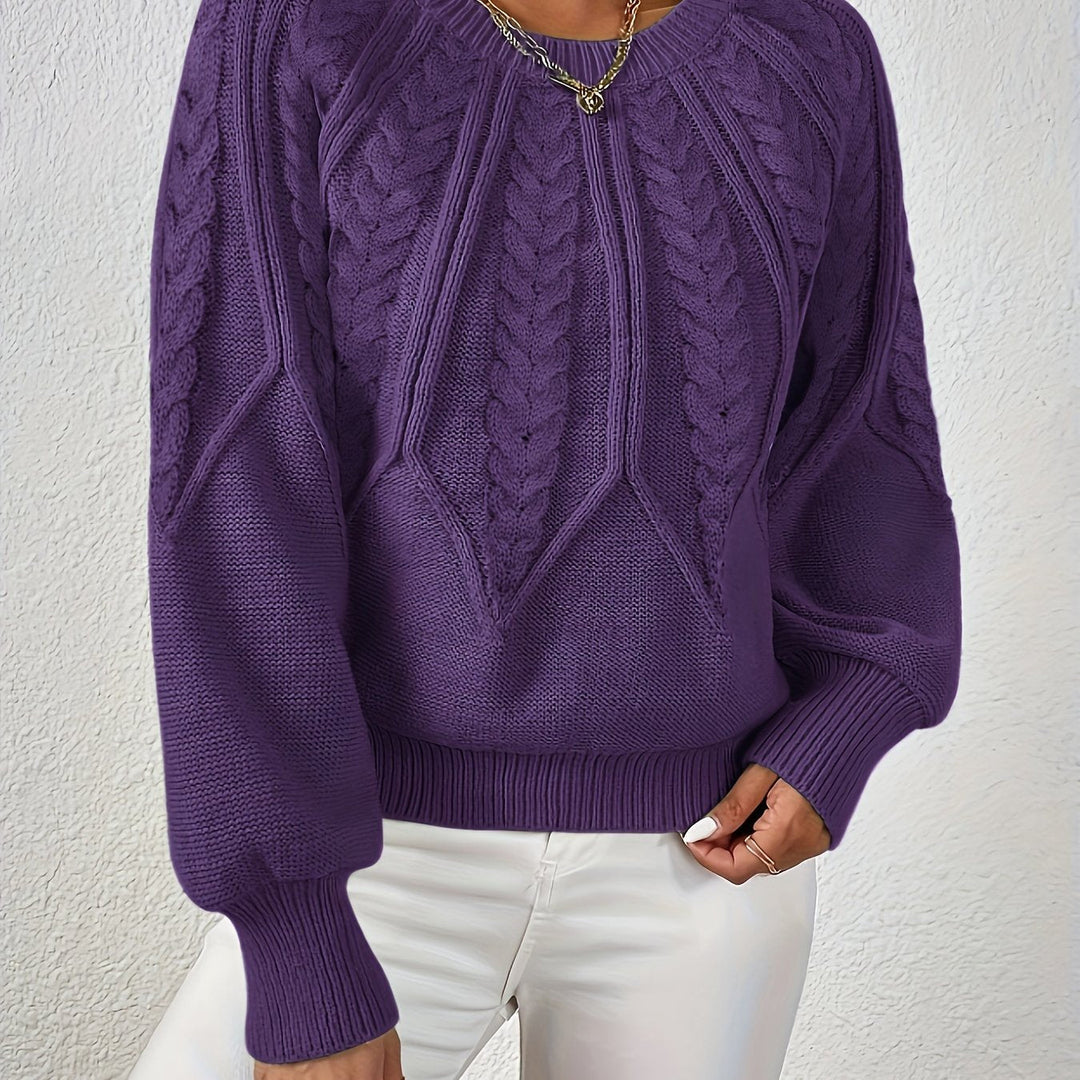 Verónica | Sweater de punto trenzado cuello redondo