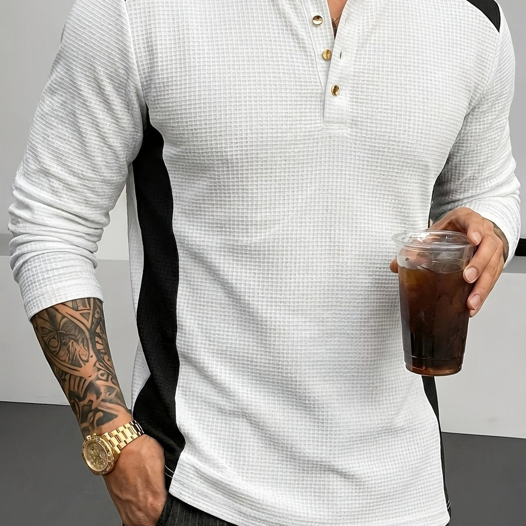 Gunther | Polera henley manga larga con textura
