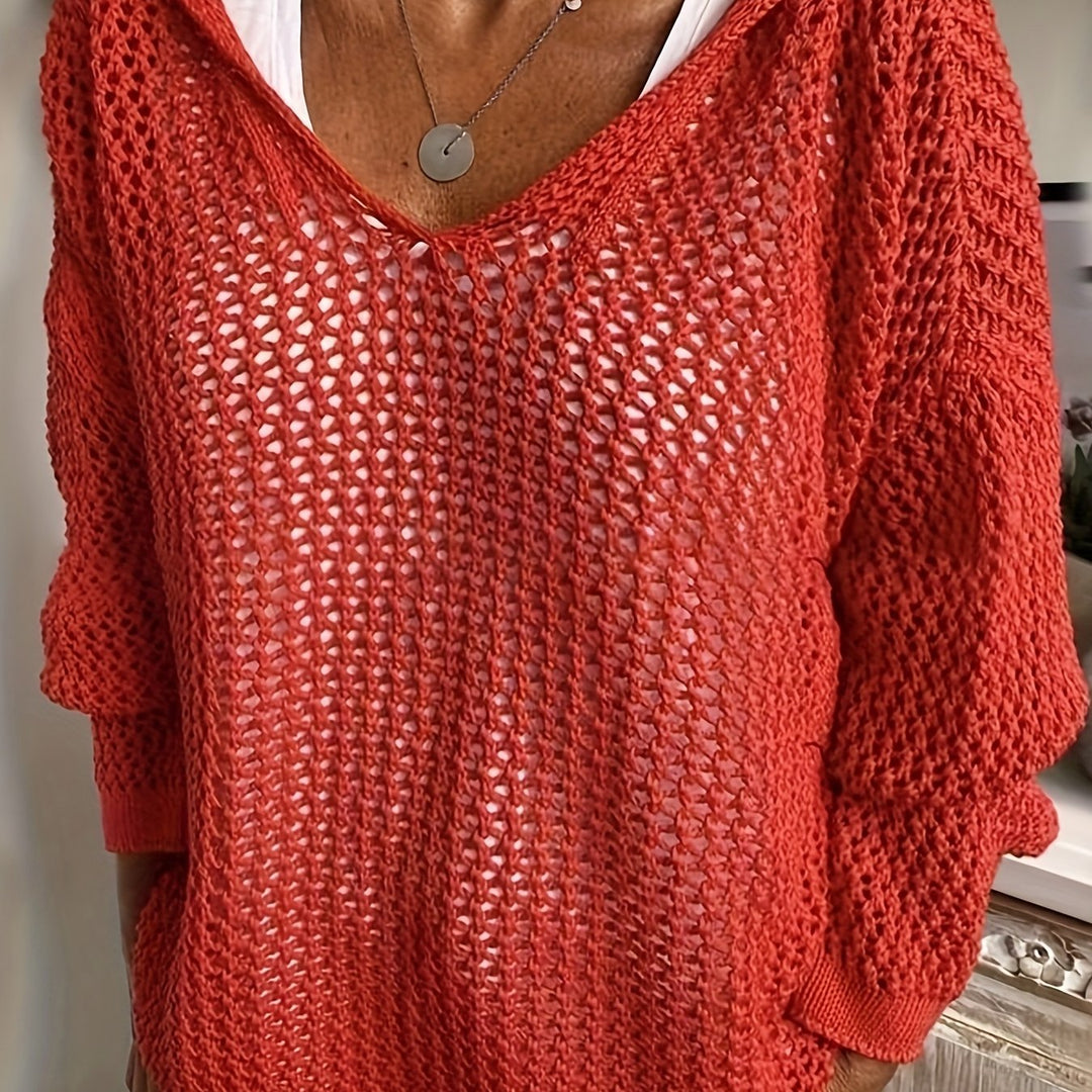 Zoila | Sweater tejido calado con capucha