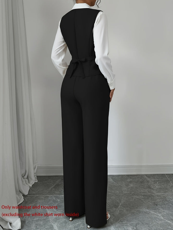 Carmela | Conjunto de chaleco y pantalón de pierna ancha