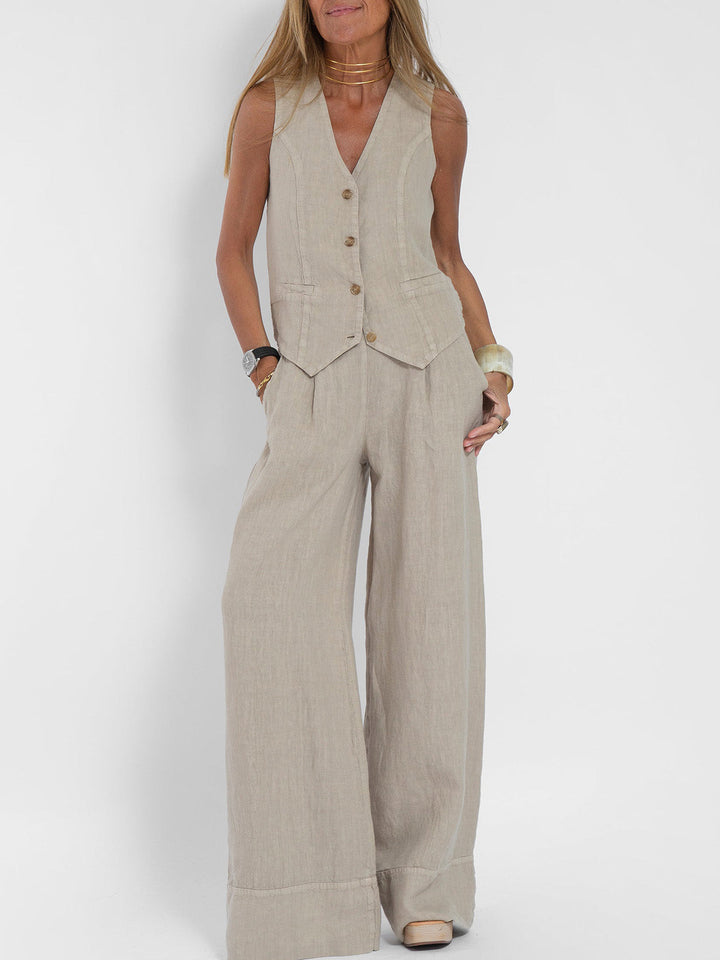 Poulette | Conjunto de chaleco sin mangas y pantalón de pierna ancha