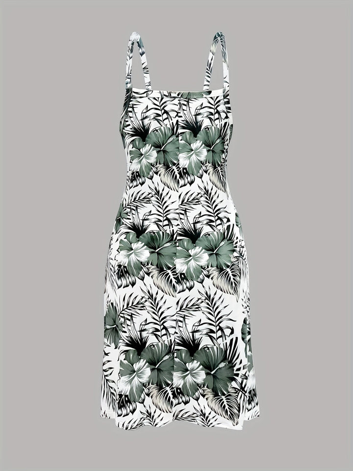 Jayleen | Vestido veraniego de tiritas con estampado tropical