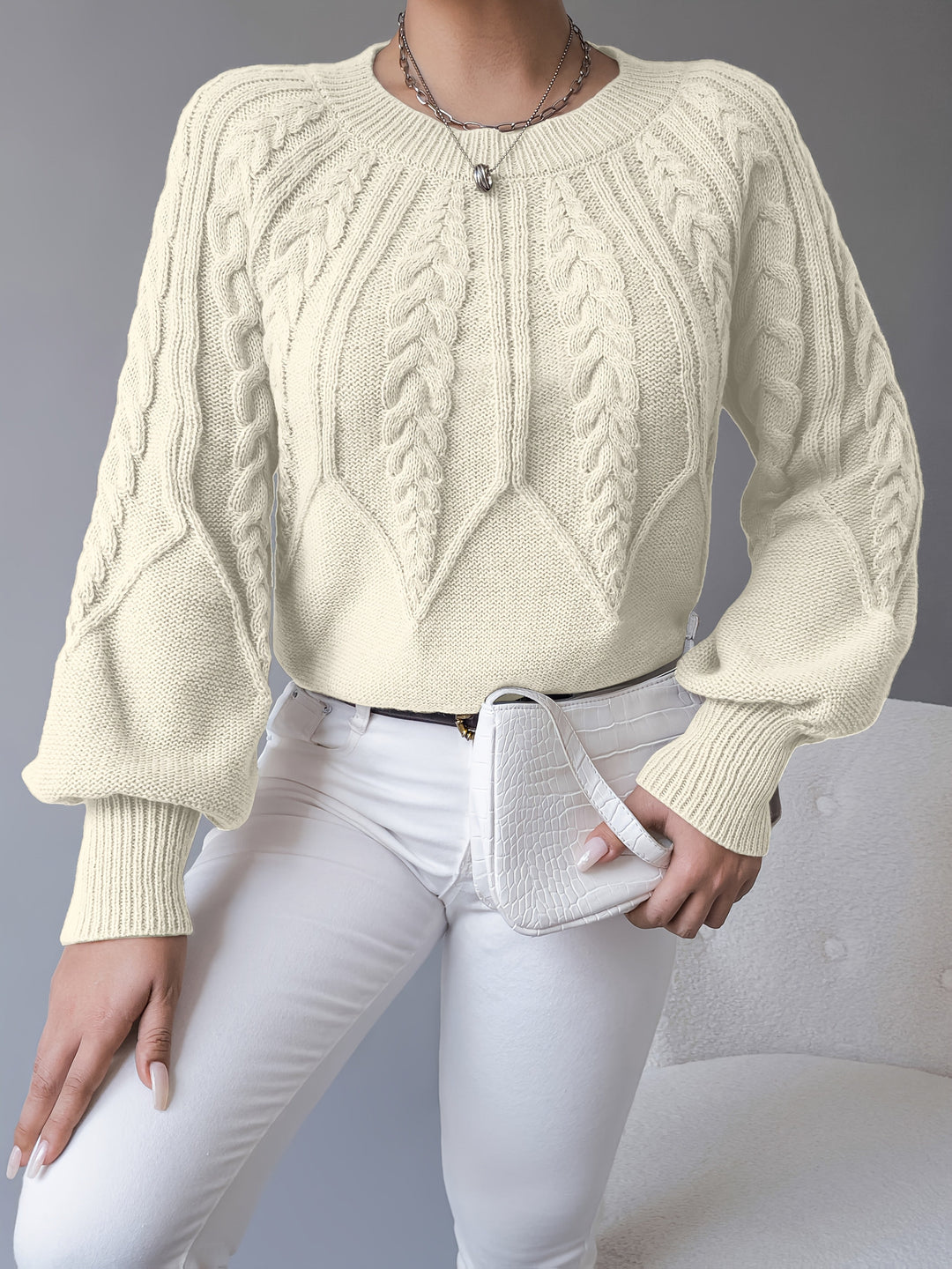 Clementina | Sweater tejido con textura de trenzas