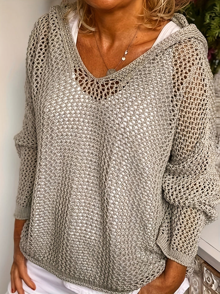 Zoila | Sweater tejido calado con capucha