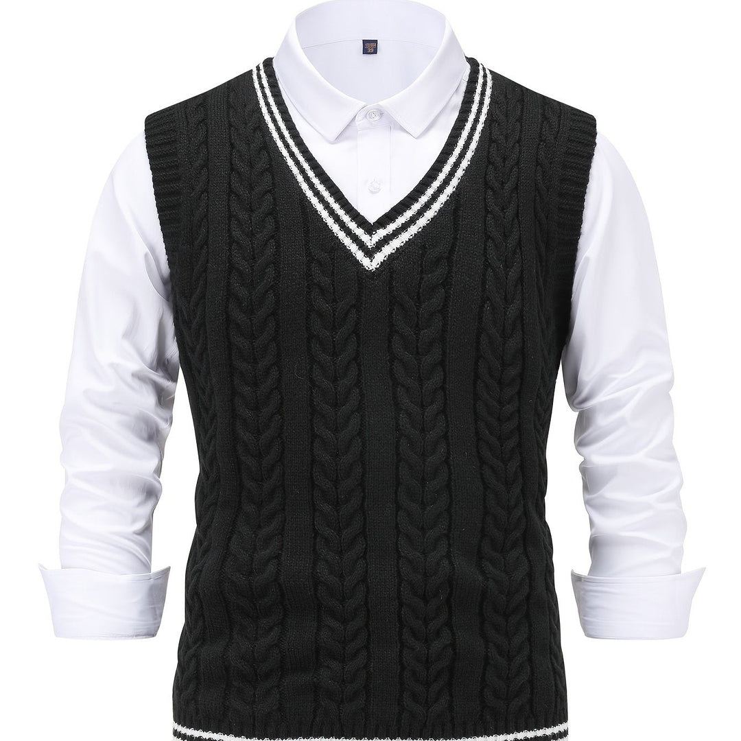 Harold | Chaleco de punto trenzado cuello V
