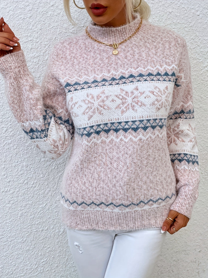 Melania | Sweater cuello alto de copos de nieve
