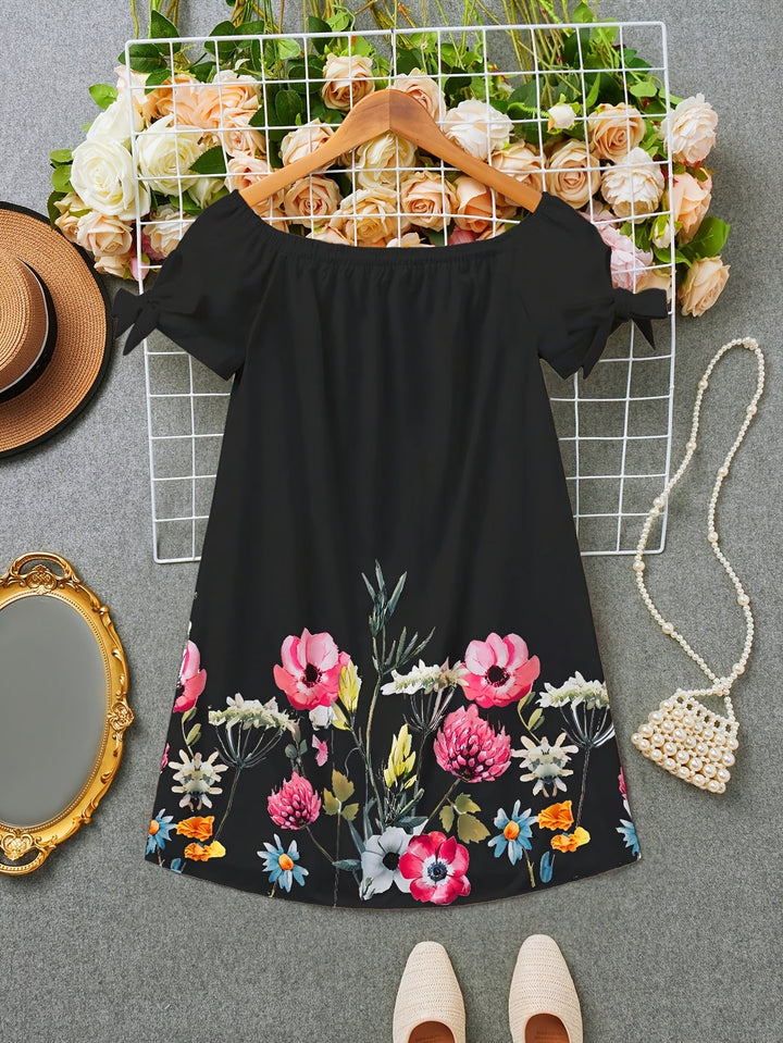 Iris | Vestido off shoulder con estampado floral