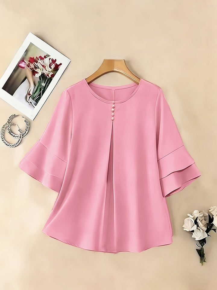 Naomi | Blusa plisada de mangas acampanadas