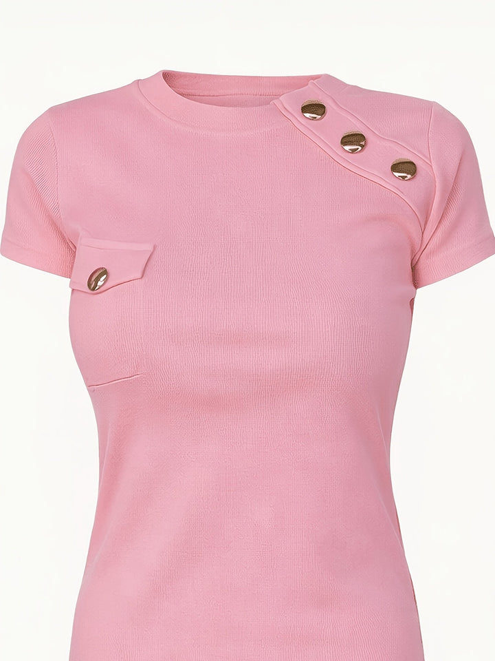 María Esther | Polera manga corta con botones dorados