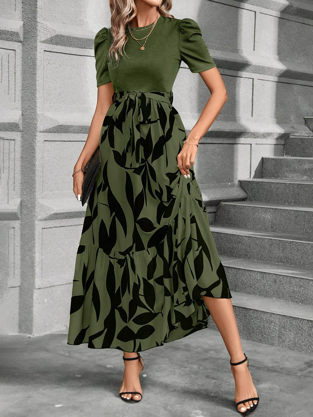 Rubi | Vestido largo estampado con falda en capas