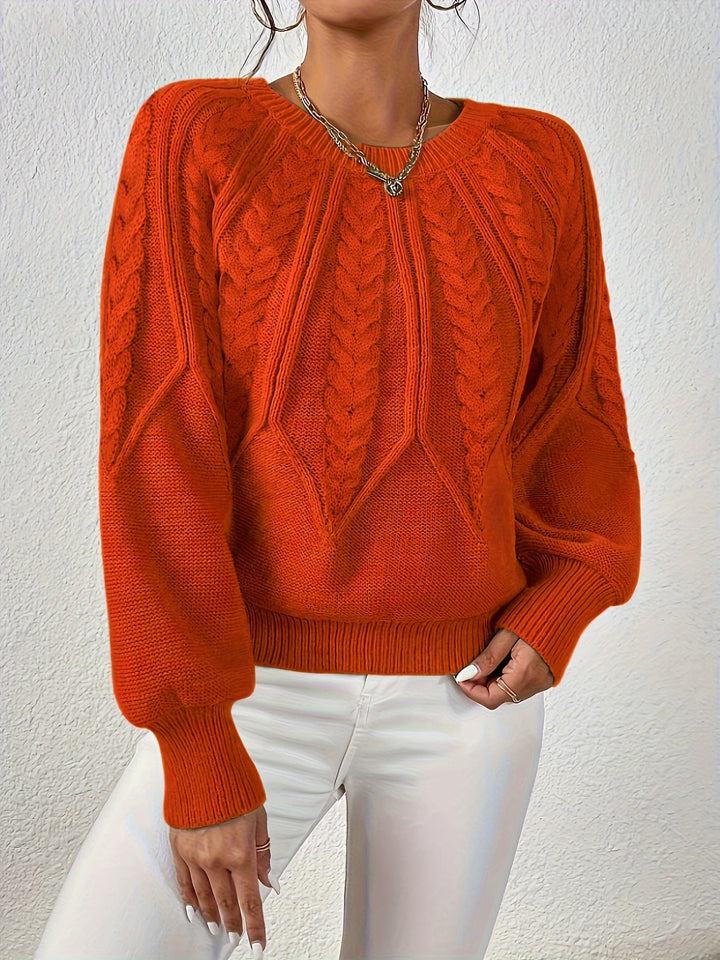 Verónica | Sweater de punto trenzado cuello redondo