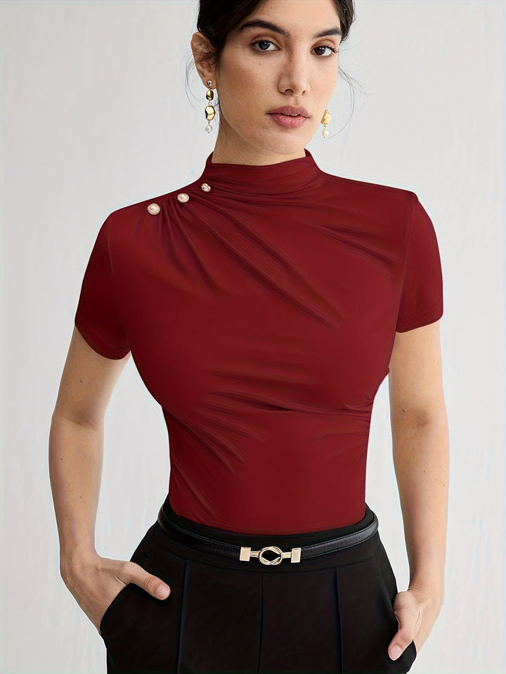 Margot | Polera cuello alto de manga corta