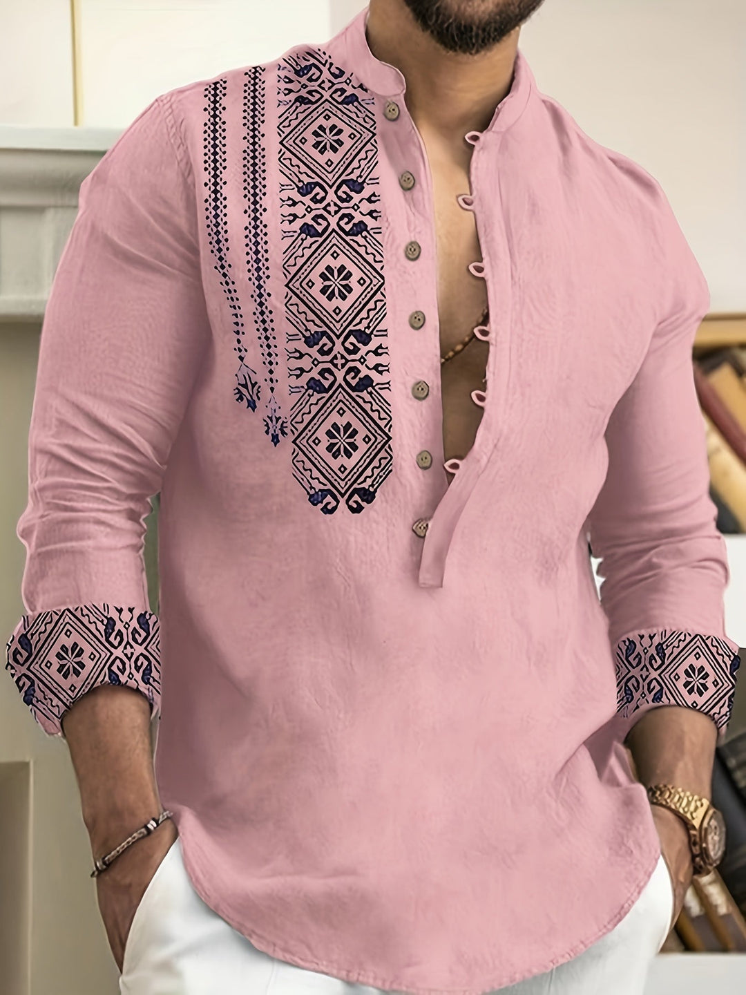 Delfín | Camisa henley manga larga con estampado