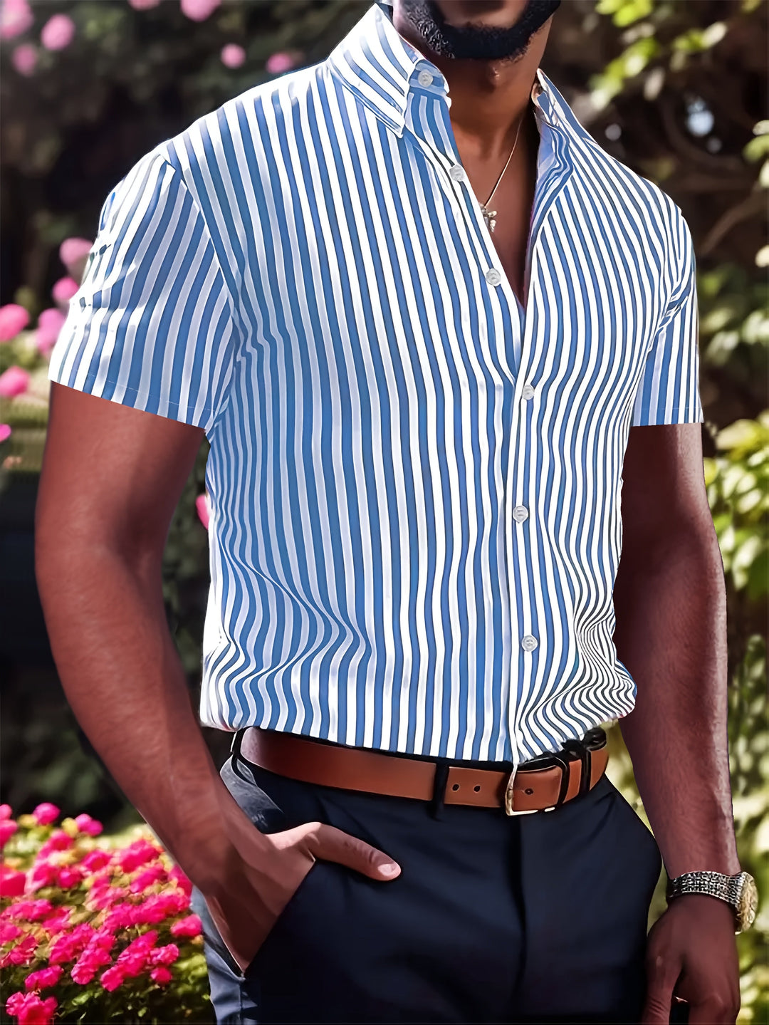 Iván | Camisa de rayas manga corta
