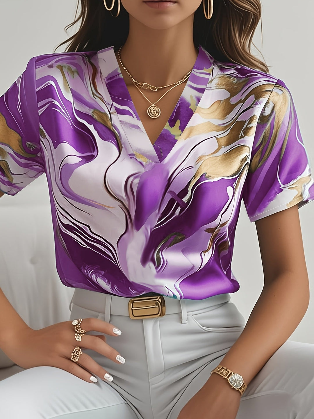 María Sol | Blusa con estampado de ondas