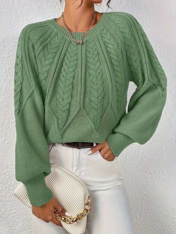 Verónica | Sweater de punto trenzado cuello redondo