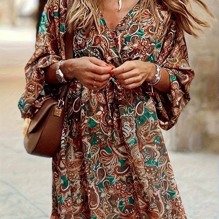 Emperatriz | Vestido con estampado bohemio y escote en V