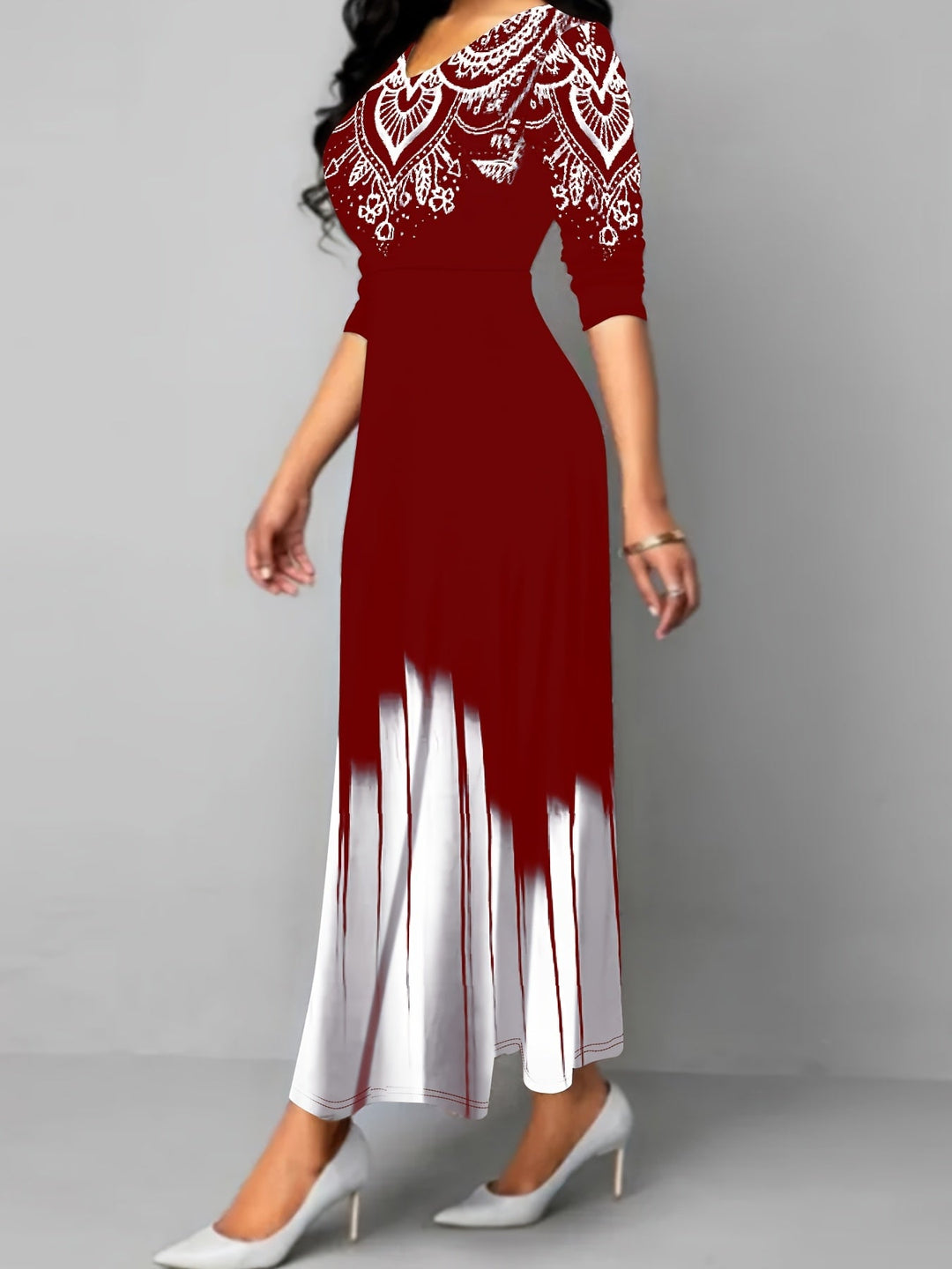 Clarisa | Vestido largo con estampado ornamental