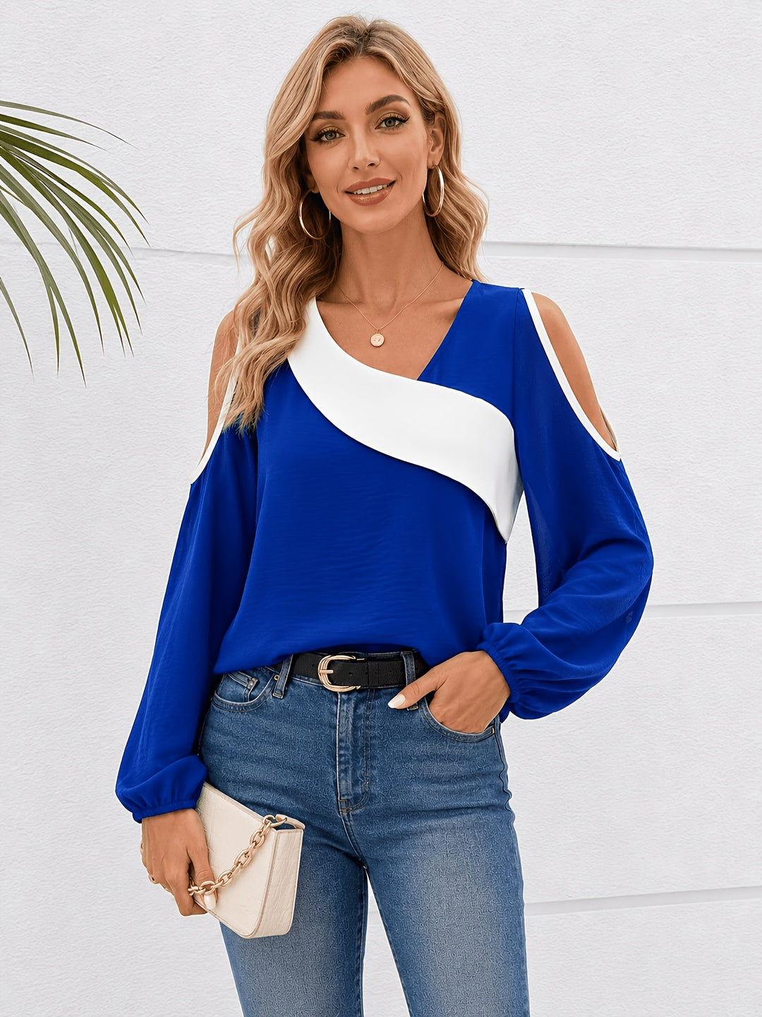 Lorena | Blusa hombros descubiertos bicolor