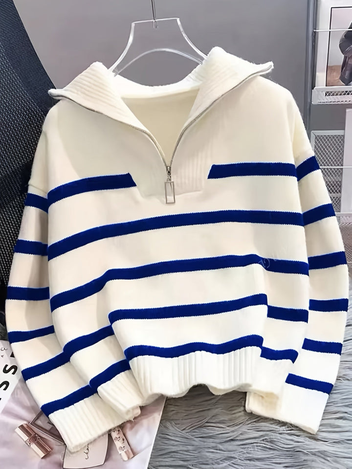 Josefa Ignacia | Sweater a rayas con cierre al cuello