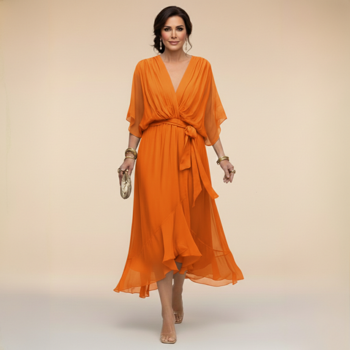 Renata | Vestido de gasa con escote en V
