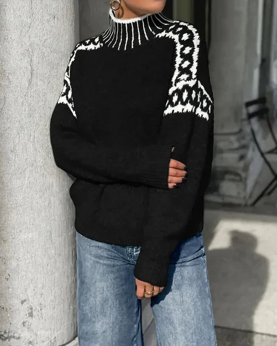 Ester | Sweater de cuello alto con detalle jacquard