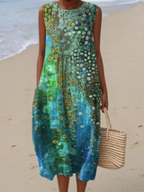 Onésima | Vestido midi sin mangas estampado