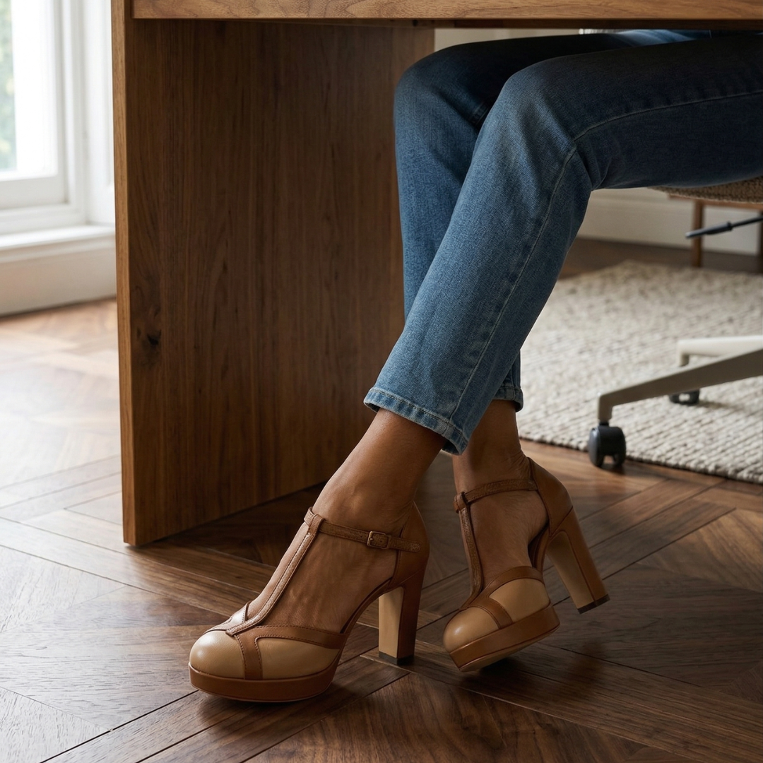 Clementina | Zapatos de taco retro con punta cerrada