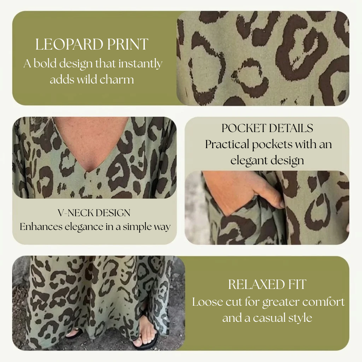 Makarena | Vestido largo escote V estampado leopardo