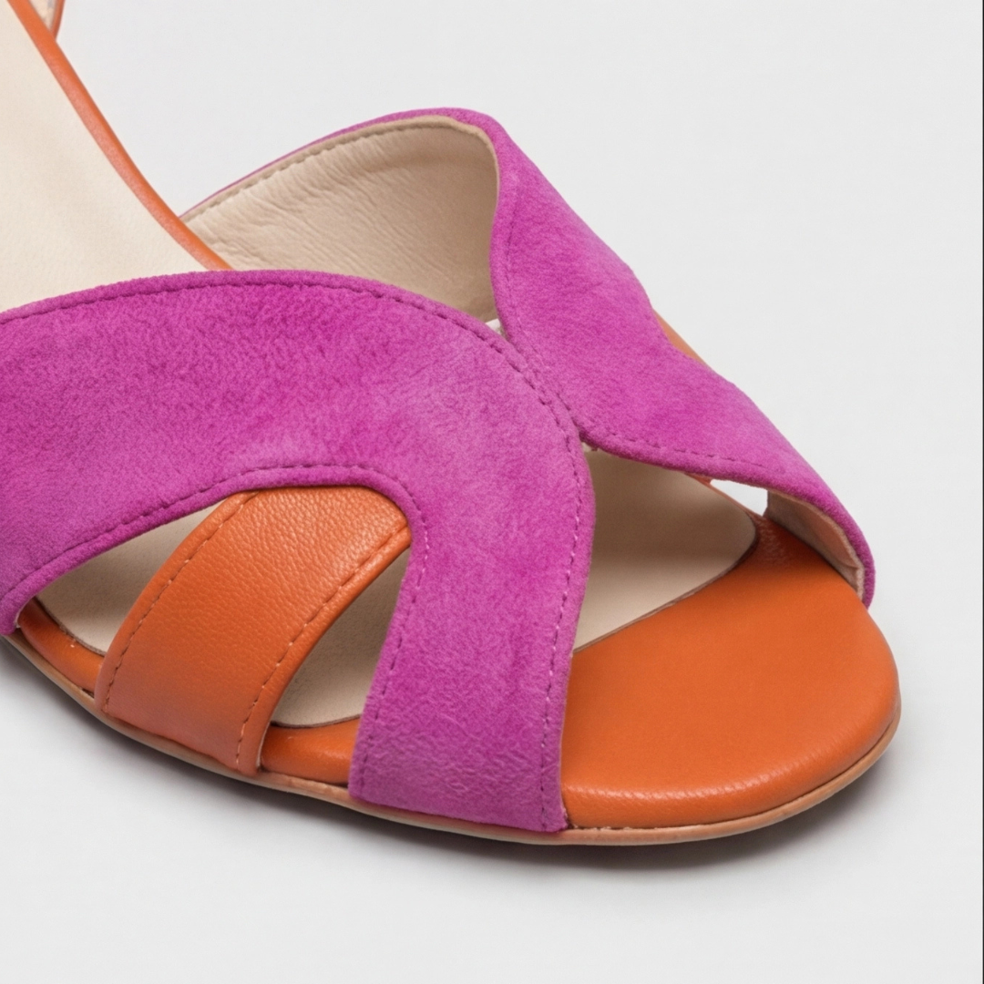 Claudia | Sandalias de taco ancho color block