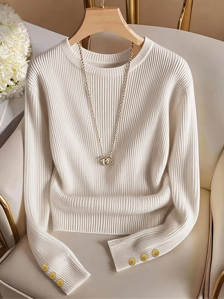 Kimberly | Sweater acanalado con botones en puños