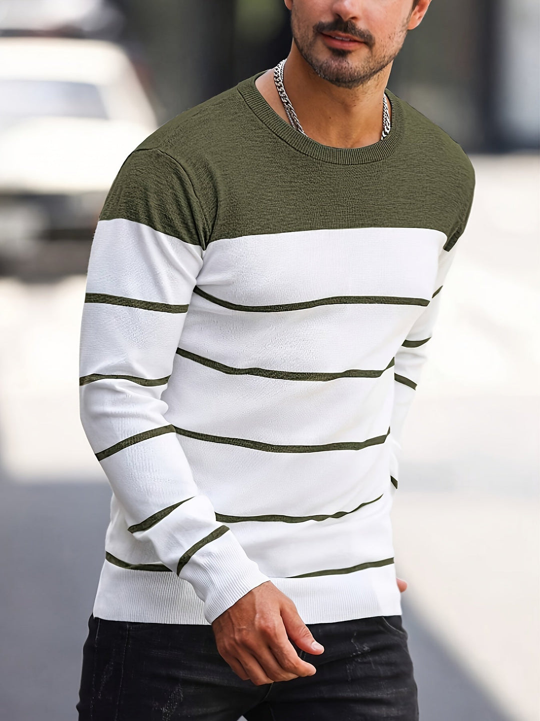 Enrique | Sweater a rayas cuello redondo