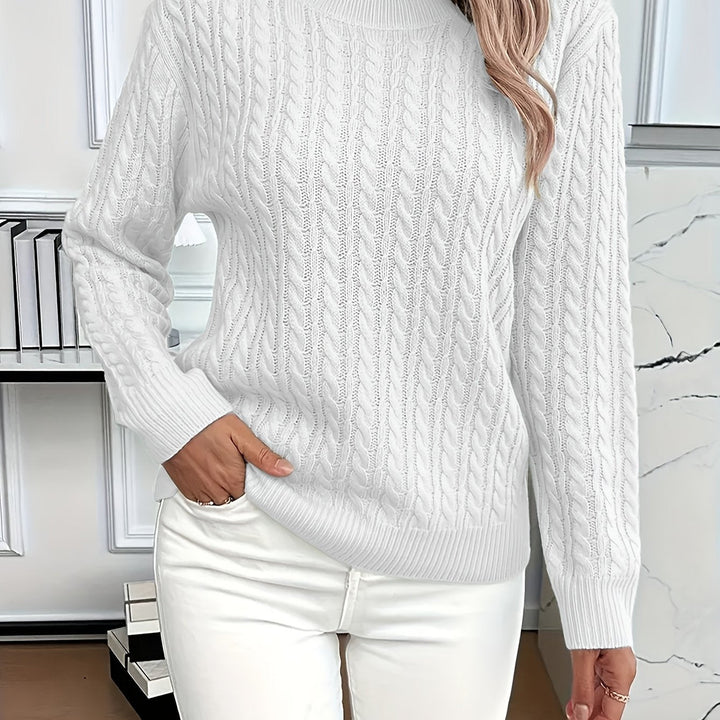 Saskia | Sweater de punto trenzado cuello redondo