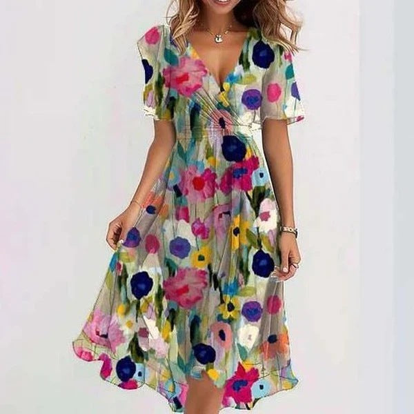 Delfina | Vestido estampado manga corta