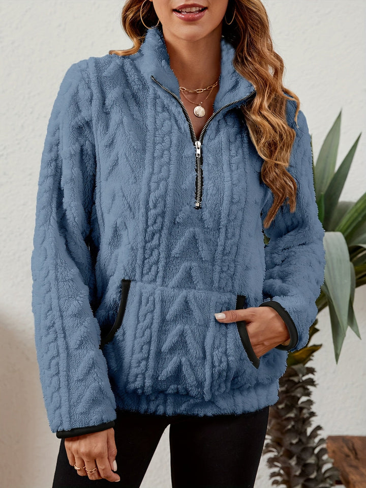 Manuela | Pullover texturado con media cremallera