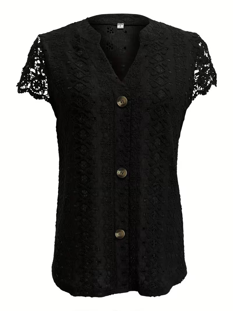Gloria | Blusa calada con botones y escote en V