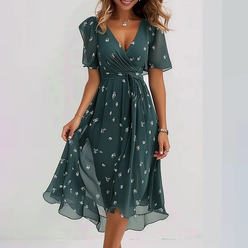 Delfina | Vestido estampado manga corta