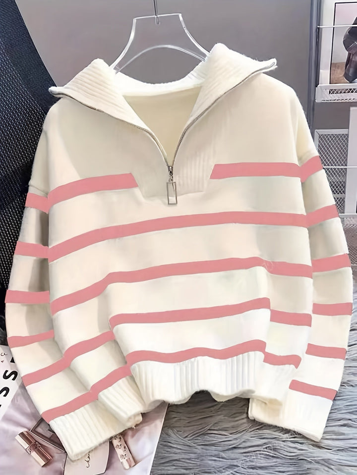 Josefa Ignacia | Sweater a rayas con cierre al cuello