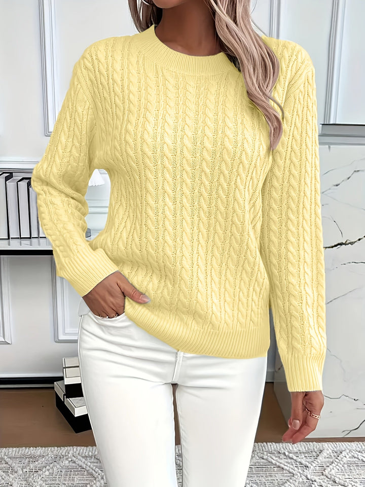 Saskia | Sweater de punto trenzado cuello redondo