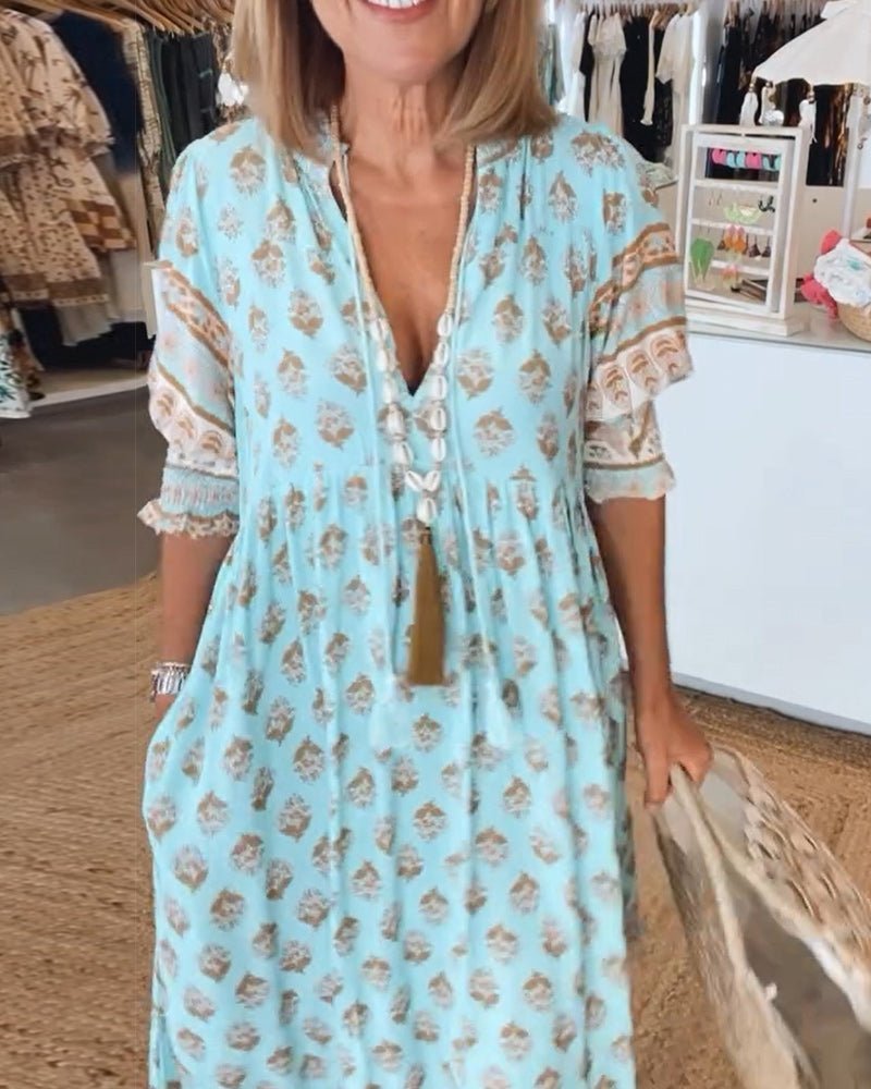 Viviana Andrea | Vestido largo floral escote en V