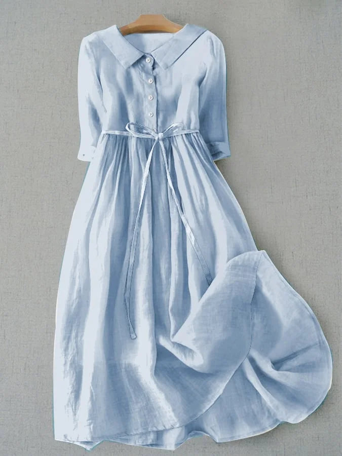 Lux | Vestido Elegante de Manga Corta con Cintas en la Cintura