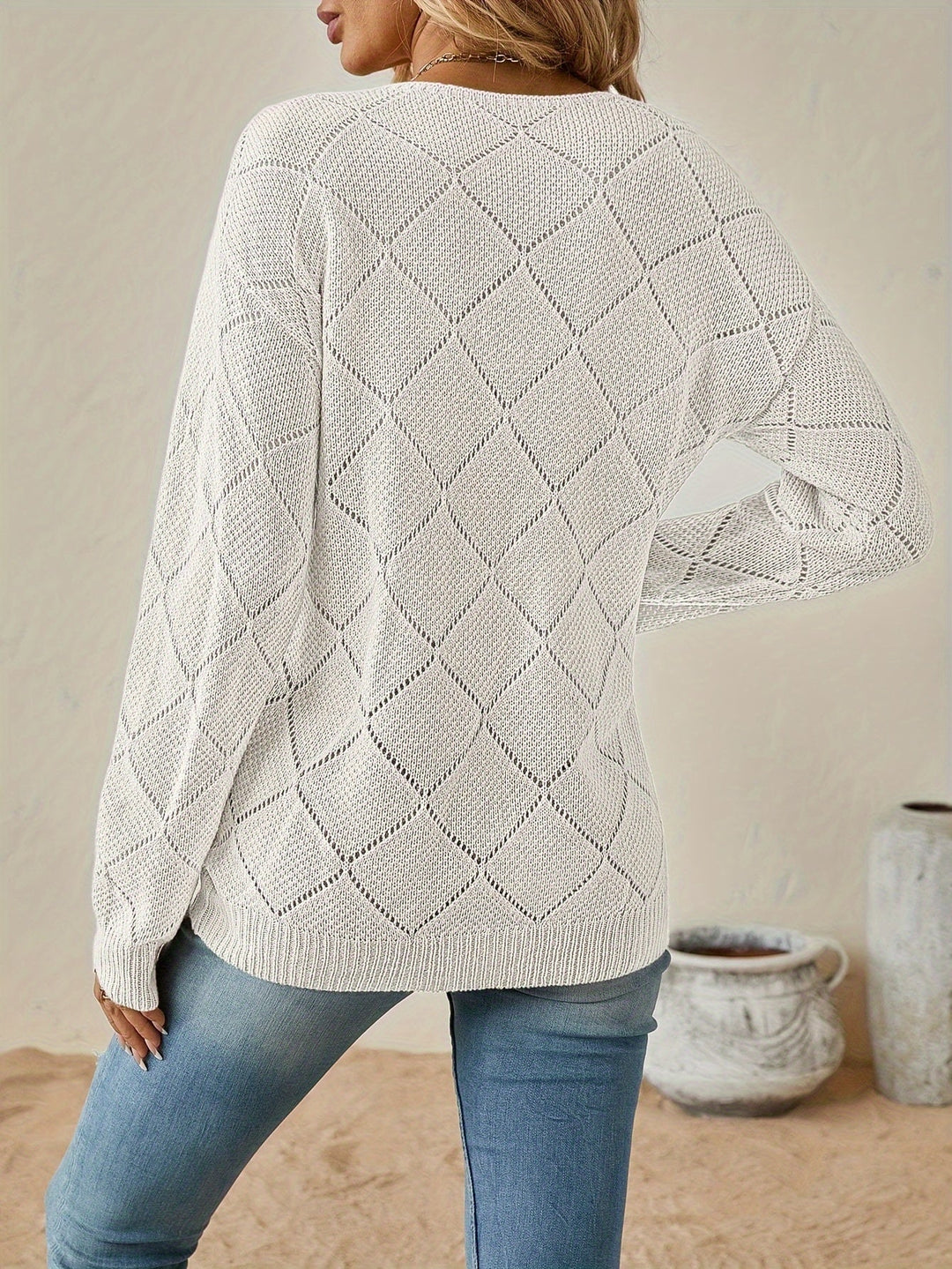 Bianca | Sweater calado cuello V