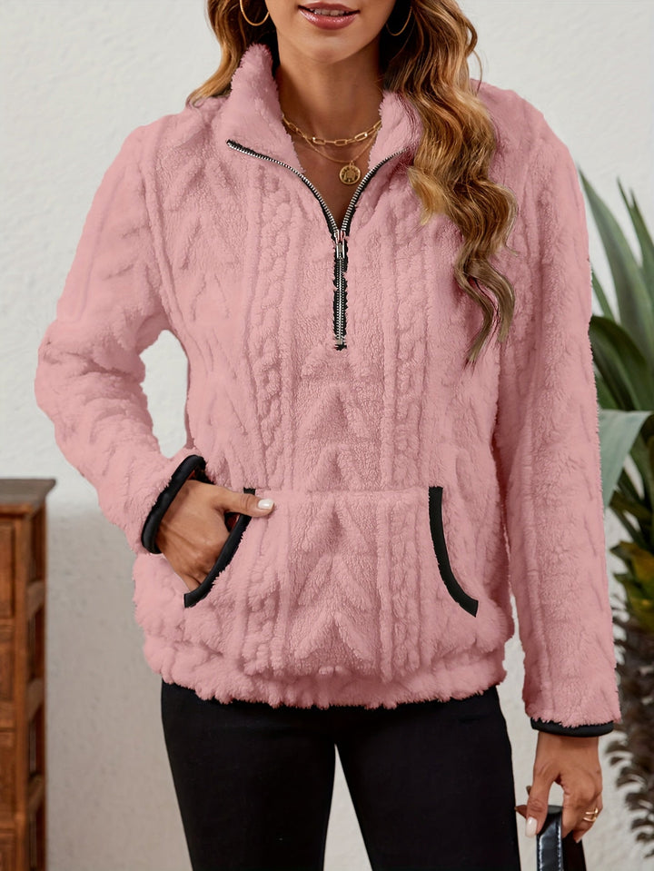 Manuela | Pullover texturado con media cremallera