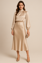 Quena | Vestido midi de cintura alta