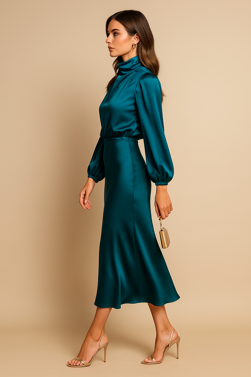 Quena | Vestido midi de cintura alta